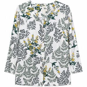 Cynthia Rowley 100% Linen Top Womens 1X Plus Floral Botanical Cottagecore